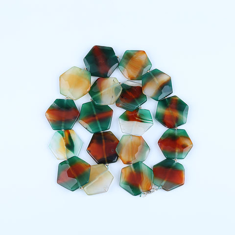 Agate Gemstone Necklace, Faceted Agate, 925 Silver Buckle Necklace, 1 Strand, 24 Inch, 190g