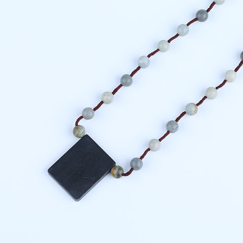 Natural Jasper, Obsidian Gemstone Necklace