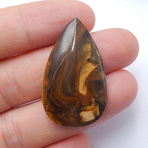 Natural Us Biggs Jasper Teardrop Gemstone Cabochon, 32x19x4mm, 3.9g - MyGemGarden