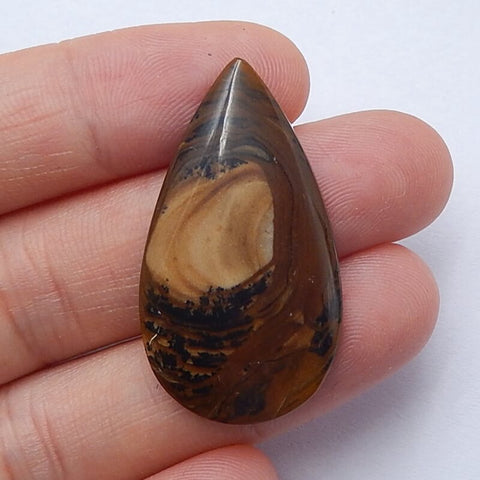 Natural Us Biggs Jasper Teardrop Gemstone Cabochon, 34x19x4mm, 3.8g - MyGemGarden
