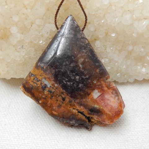 Natural Stone Argentina Rhodochrosite Drilled Gemstone Pendant Bead, 52x37x10mm, 34.9g - MyGemGarden