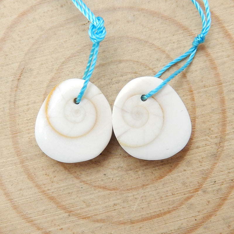Natural Conch Shell Earrings Pair stone for Earrings making, 13x12x4mm, 2.3g - MyGemGarden