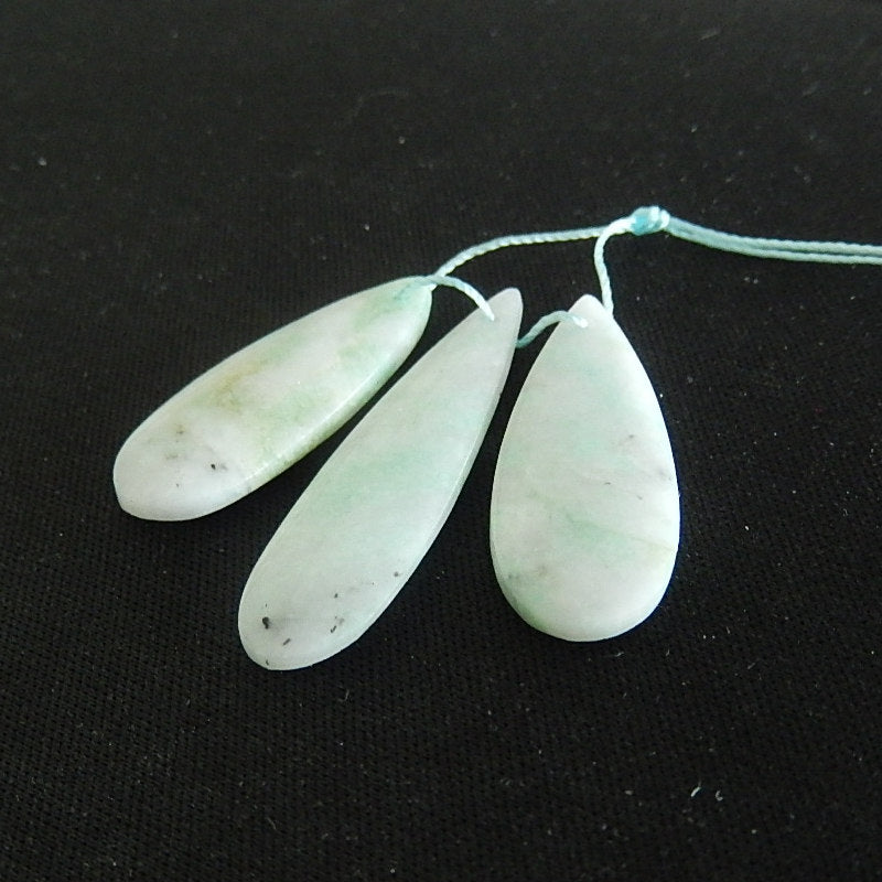 3 pcs Amazonite Drilled Pendant Beads 40x10x2mm, 31x11x4mm, 5.6g - MyGemGarden