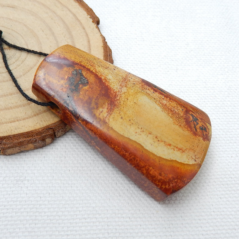 Natural Multi-Color Picasso jasper Drilled Pendant Bead, 51x28x12mm, 26.7g - MyGemGarden