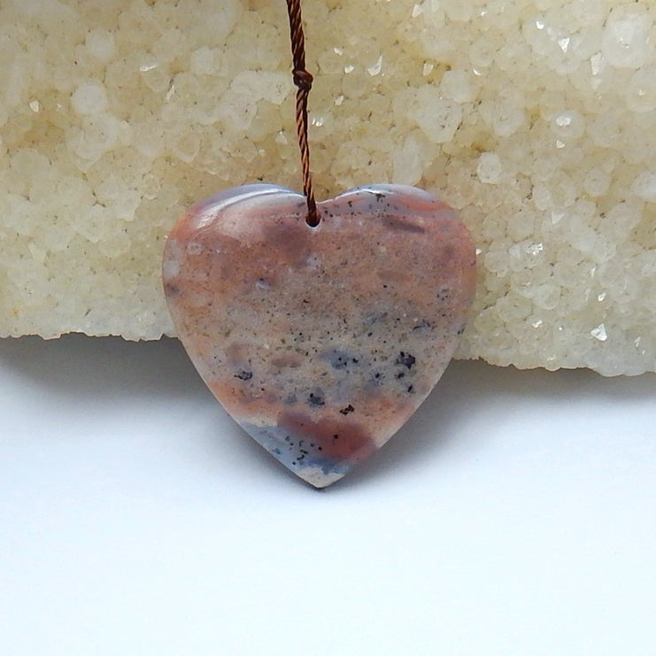 Ocean Jasper Drilled Heart Pendant Bead, 29x30x8mm, 9.5g - MyGemGarden