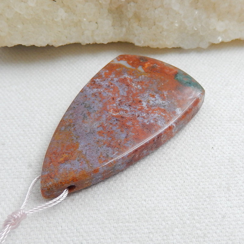 Natural Ocean Jasper Drilled Pendant Bead, 55x32x8mm, 22.3g - MyGemGarden