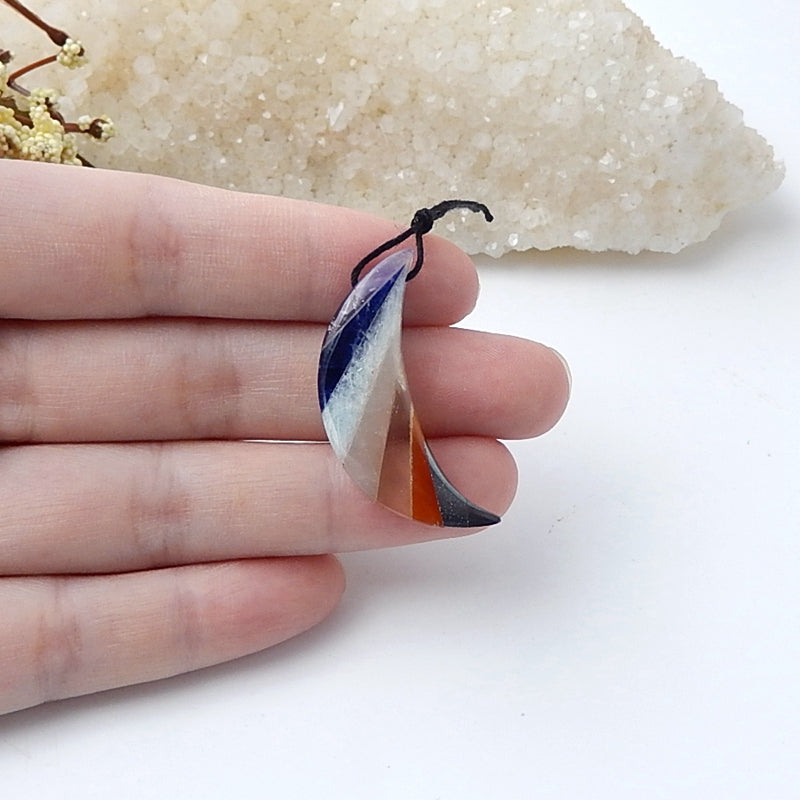 Amethyst, Red Agate, African Sodalite, Hematite Pendant Bead, 36x16x6mm, 4.3g - MyGemGarden