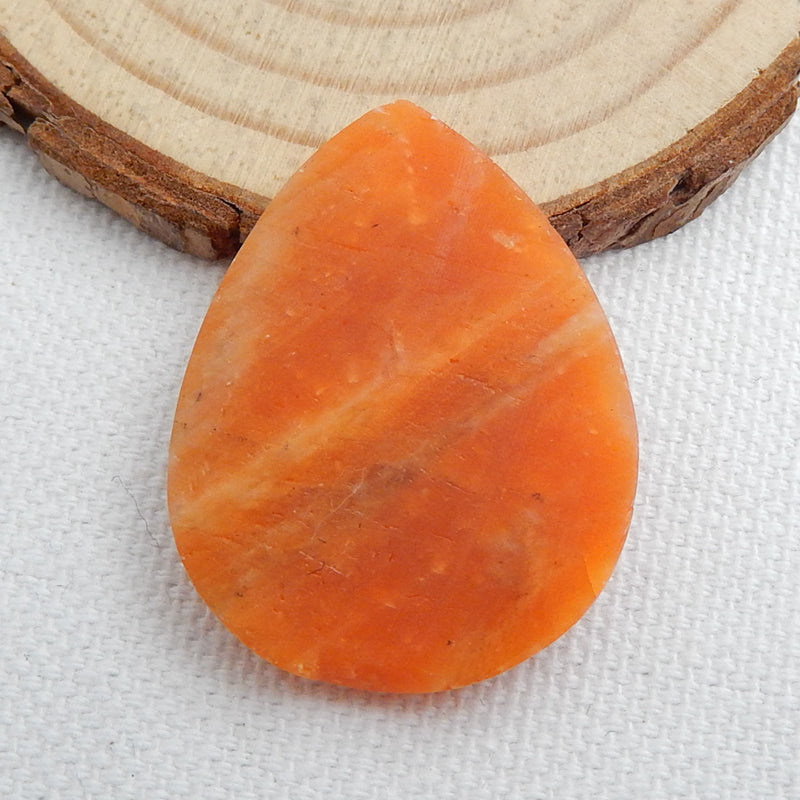 Natural Rhodonite Teardrop Gemstone Cabochon, 33x26x6mm, 7.5g - MyGemGarden