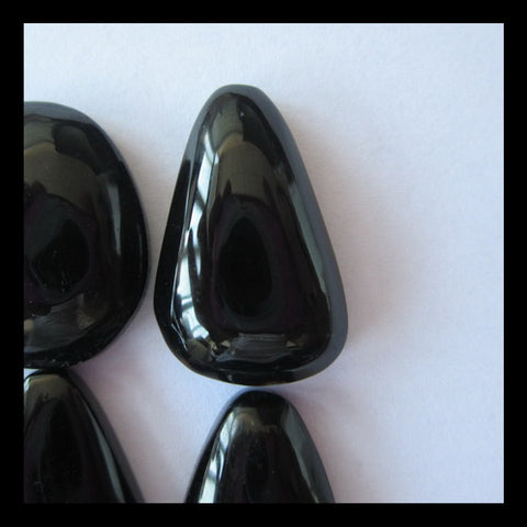 12 PCS Black Agate Cabochon 19x12x5mm,17x11x5mm,20.1g - MyGemGarden