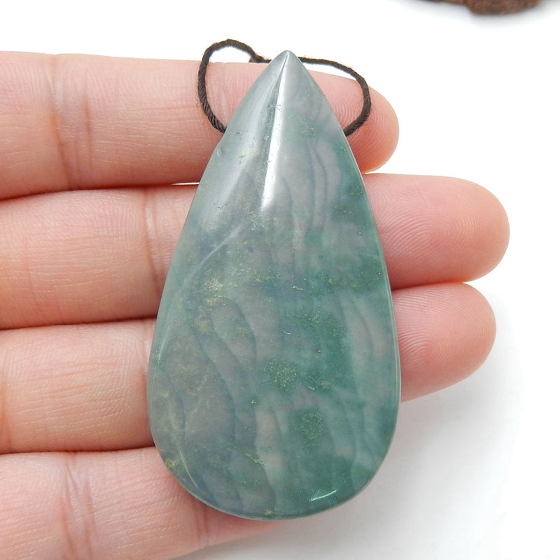 Natural Wave Jasper Teardrop Gemstone Pendant Bead, 53x29x7mm, 18.7g - MyGemGarden