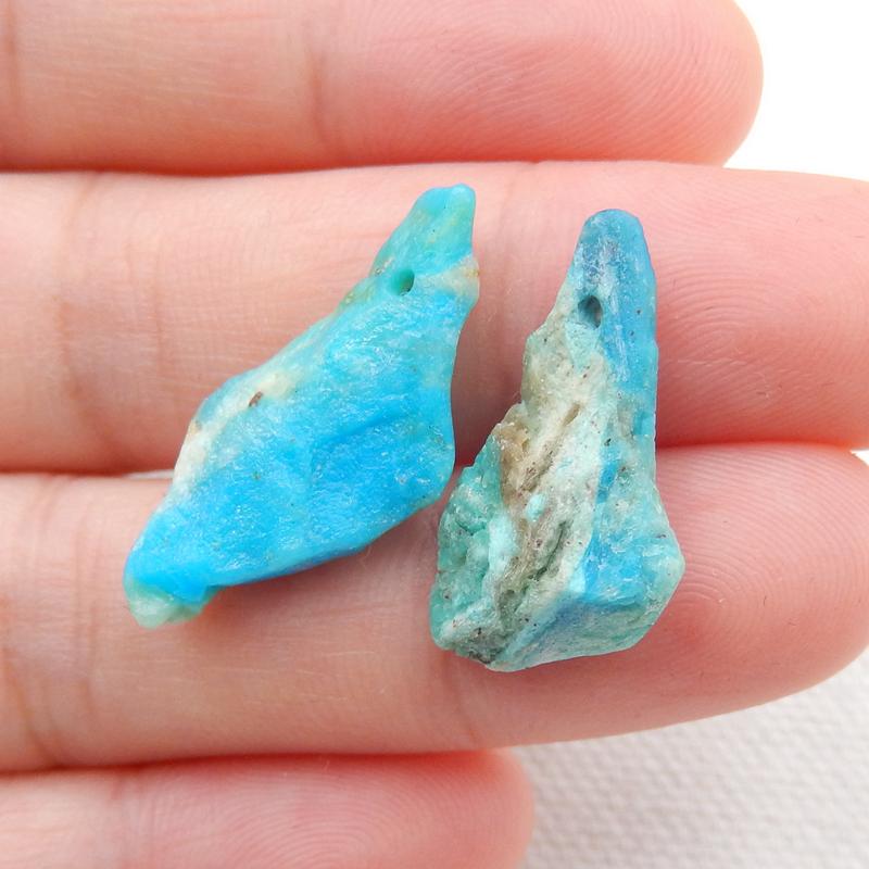 Nugget Blue Opal Earrings Stone Pair, stone for earrings making, 25x11x5mm, 1.8g