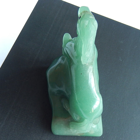 New, Carved Green Aventurine Gemstone Horse Ornament, 46x30x59mm, 78.8g - MyGemGarden
