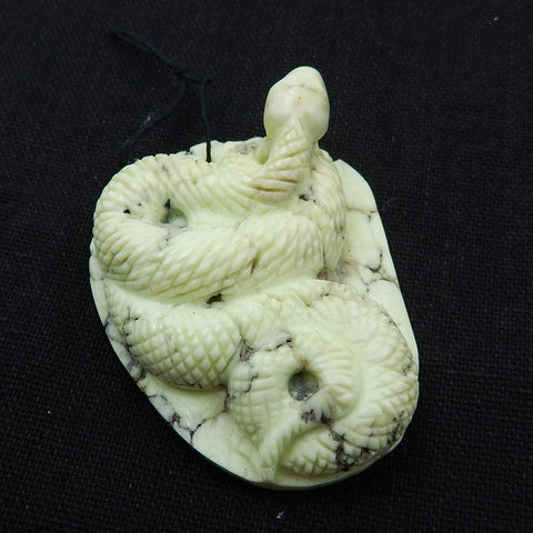 Handmade Lemon Jade Gemstone snake Carved Ornament, 53x43x17mm, 45.3g - MyGemGarden