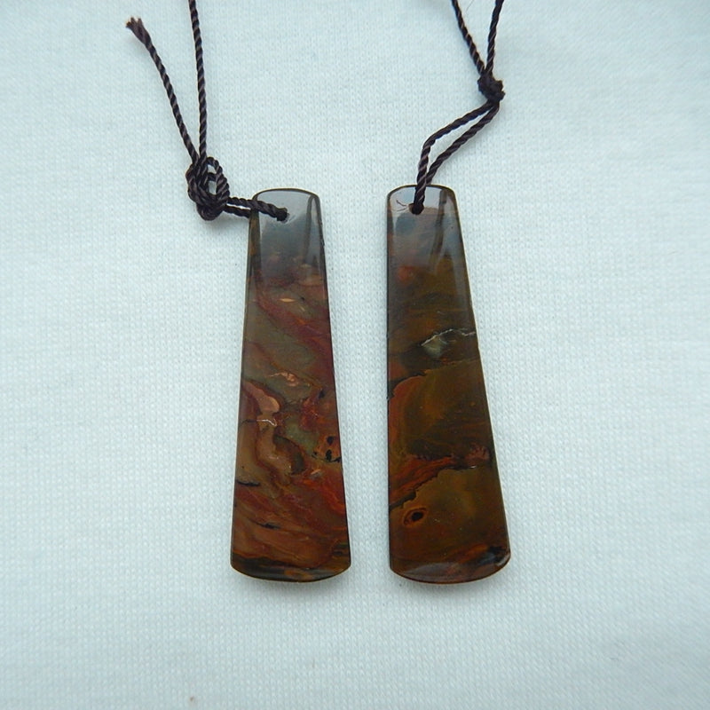Natural Jasper Earrings Pair, 41x13x4mm, 8.19g - MyGemGarden