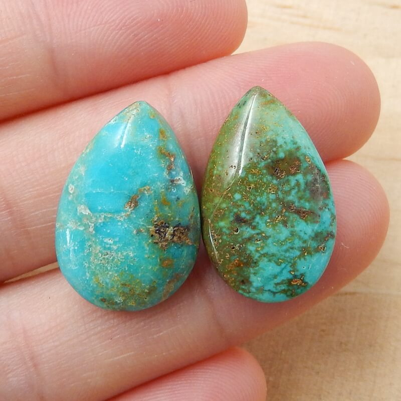 Sale 2 Pcs Turquoise Teardrop Gemstone Cabochon, 20x14x7mm, 21x13x7mm, 5.1g - MyGemGarden