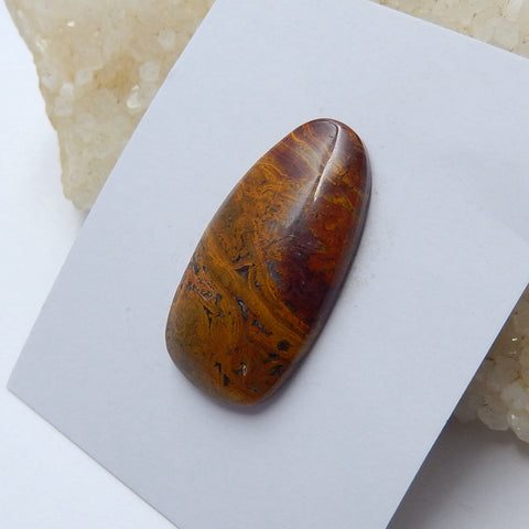 Natural Mushroom Jasper Gemstone Cabochon, 35x18x5mm, 7.1g - MyGemGarden