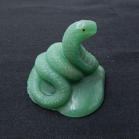 New, Carved Green Aventurine Gemstone snake Ornament, 55x54x48mm, 107.2g - MyGemGarden