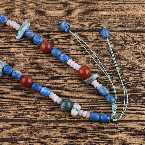Colliers de pierres précieuses de perles, colliers de pierres précieuses d'agate rouge ronde, collier de boucle en argent 925