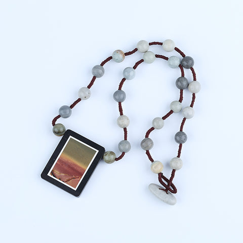 Natural Jasper, Obsidian Gemstone Necklace