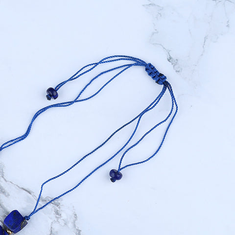 Collier de bijoux en Lapis Lazuli naturel, collier réglable.