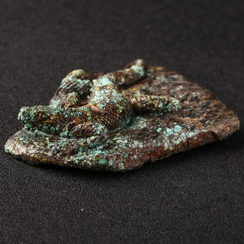 Turquoise Gemstone Lizard Carved Ornament, 90x18x15mm, 98g - MyGemGarden