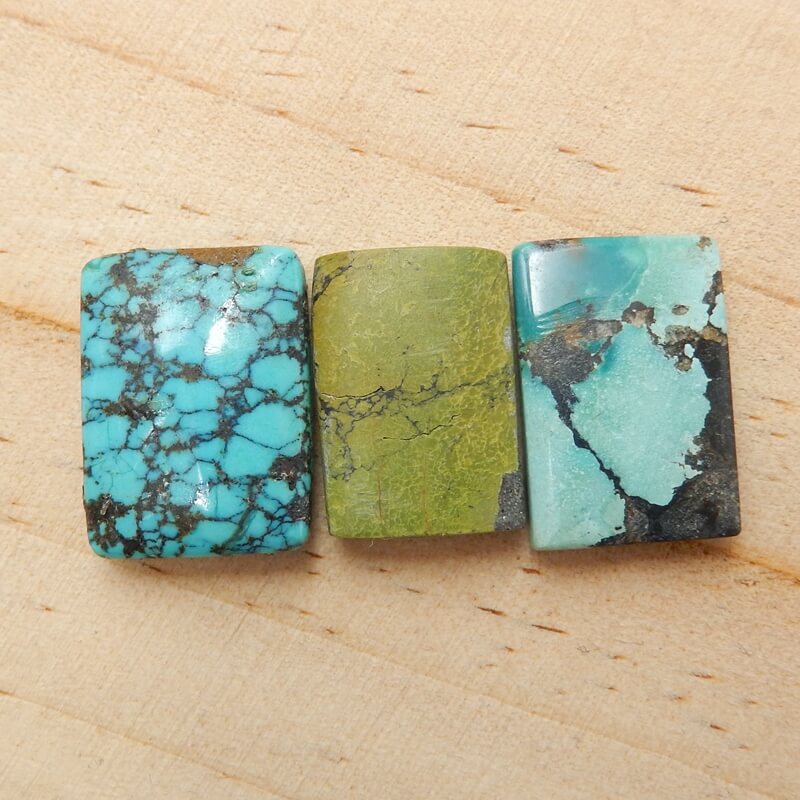 3 Pcs Natural Turquoise Rectangle Gemstone Cabochon, 20x15x5mm, 18x13x5mm,8g - MyGemGarden