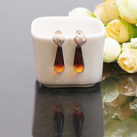 New Design Hot Sale 925 Silver with Natural Amber Gemstone Earrings 4.3g - MyGemGarden