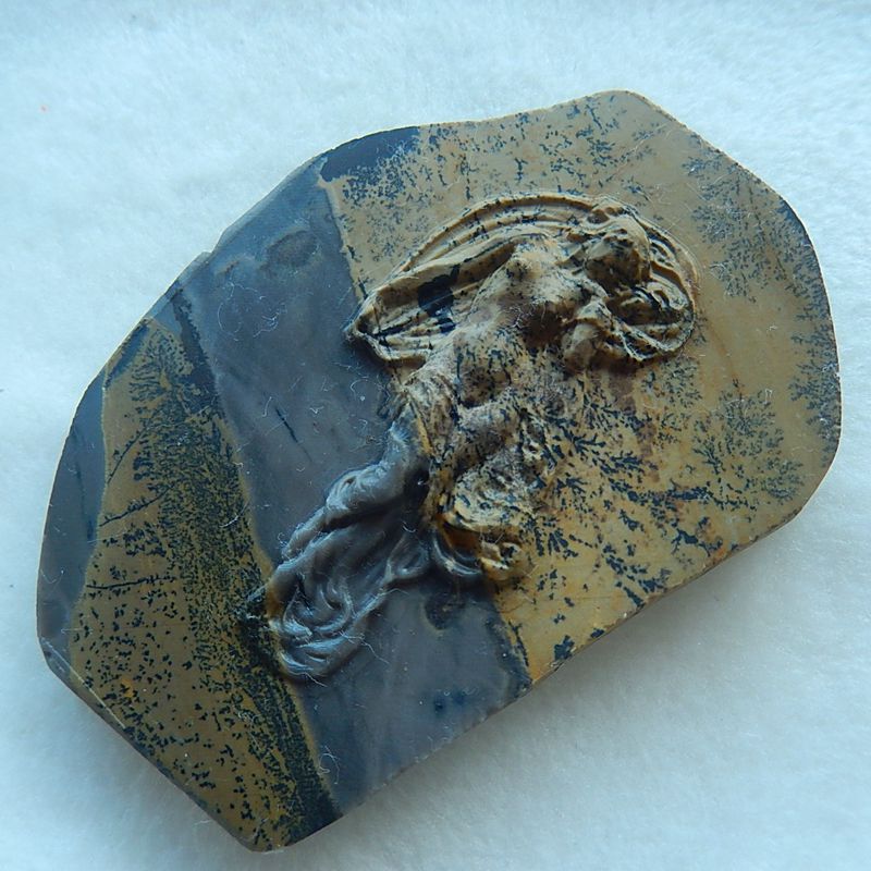 Natural Carved Chohua Jasper Goddess Cabochon, 80x54x11mm, 63.5g - MyGemGarden