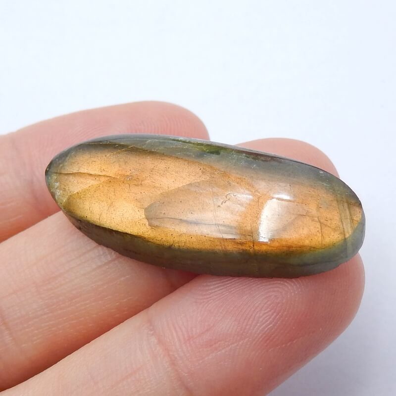 Natural Labradorite Oval Gemstone Cabochon, 34x14x6mm, 5.7g - MyGemGarden