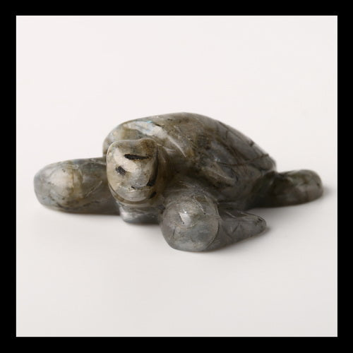 Labradorite Gemstone Turtle Carved Ornament, 44x39x17mm, 140ct - MyGemGarden