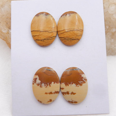 2 Pair Us Biggs Jasper Oval Gemstone Cabochon, 20x15x3mm, 7.1g