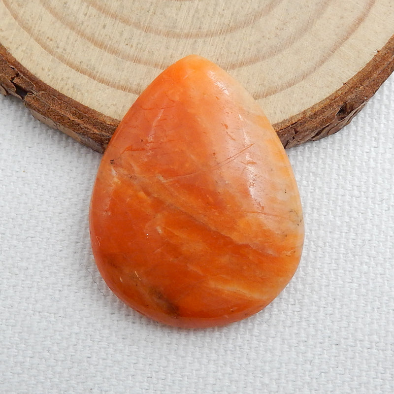 Natural Rhodonite Teardrop Gemstone Cabochon, 33x26x6mm, 7.5g - MyGemGarden