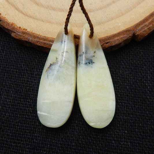 Natural Yellow Opal Teardrop Earrings Pair, stone for Earrings making, 28x10x4mm, 2.8g - MyGemGarden