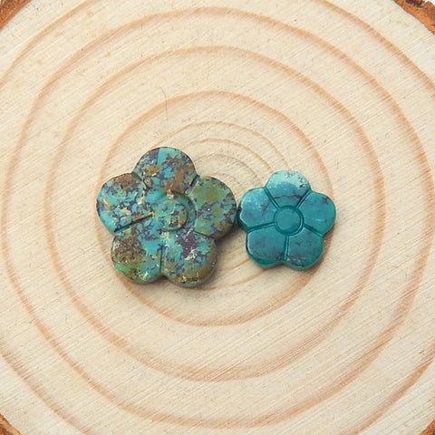 2pcs Natural Turquoise Gemstone Cabochons, 14x5mm, 10x2mm, 1.9g - MyGemGarden