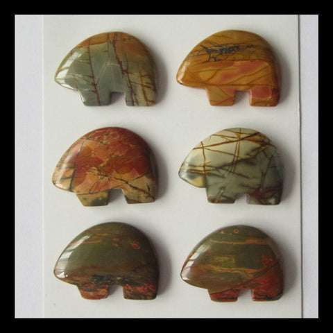 6 PCS Multi Color Picasso Jasper Cabochon 30x22x64mm,32g - MyGemGarden