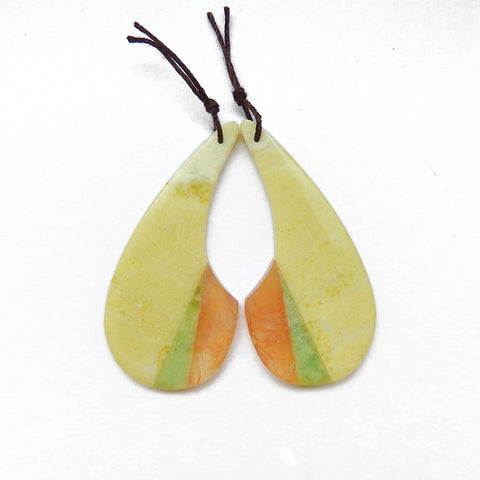 Serpentine & Red Agate Stone Glued Gemstone Earrings Pair 61x29x5mm,117ct - MyGemGarden