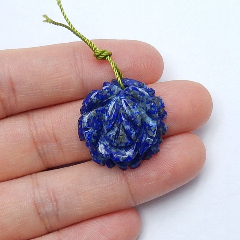 Natura Lapis Lazuli Carved flower Gemstone Pendant Bead, 21x9mm, 5.7g - MyGemGarden