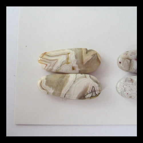 6 Pairs Crazy Lace Agate Cabochon,22x8x4mm,30x10x4mm,22g - MyGemGarden