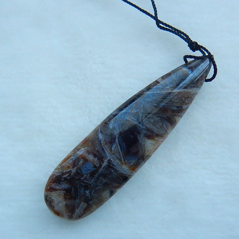 Natural Bamboo Agate Drilled Pendant Bead, 58x16x10mm, 13.3g - MyGemGarden