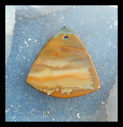US Biggs Picture Jasper Pendant Bead, 42x40x6mm, 13.45g - MyGemGarden
