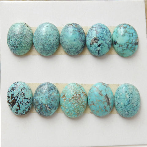 10 PCS Natural Oval Turquoise Flatback Gemstone Cabochons, 9x7x3mm, 2.7g - MyGemGarden