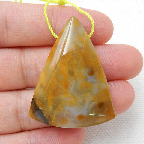 Natural Agate Drilled Gemstone Pendant Bead, 38x29x8mm, 10.8g - MyGemGarden