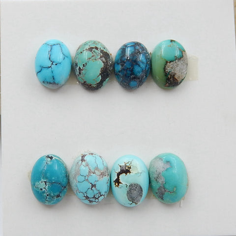 8 PCS Natural Oval Turquoise Gemstone Cabochons, 8x5x3mm, 2.7g - MyGemGarden