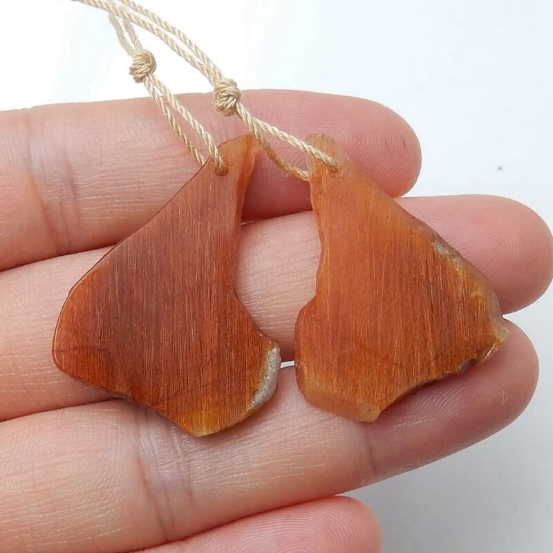 Natural nugget Jasper Earrings Pair, stone for Earrings making, 31x23x3mm, 6.3g - MyGemGarden