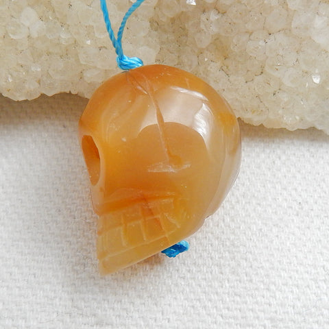 Natural Red agate Carving Skull Pendant, 23x19x17mm, 10.4g - MyGemGarden