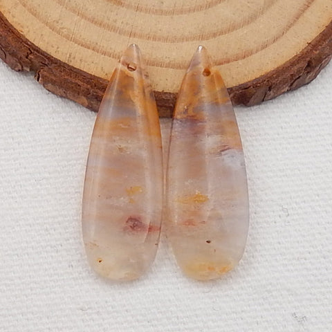 Agate Teardrop Earrings Stone Pair, stone for earrings making, 34x12x4mm, 5.4g - MyGemGarden