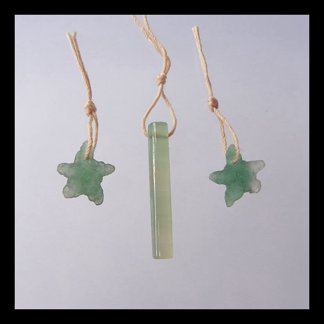 Sell, 3 PCS Carved Green Aventurine Starfish Gemstone Pendant Beads Set, 13x12x4mm, 28x5mm, 2.0g - MyGemGarden