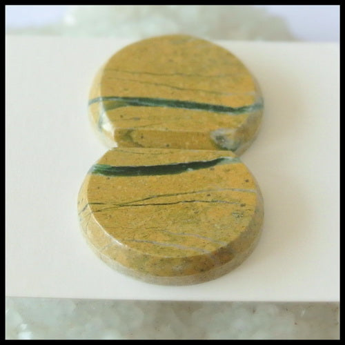 Natural Green Opal Gemstone Cabochon Pair 20x18x4mm,6.3g - MyGemGarden