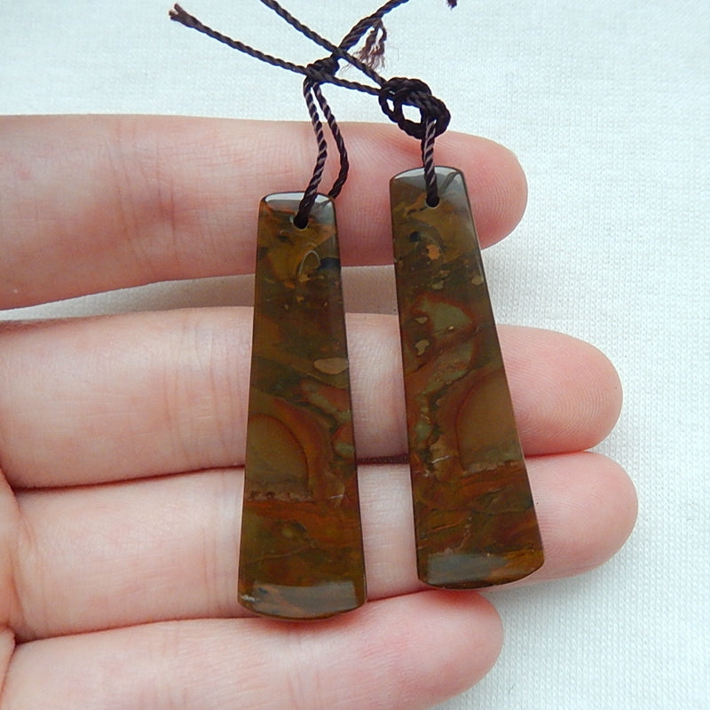 Natural Jasper Earrings Pair, 41x13x4mm, 8.19g - MyGemGarden