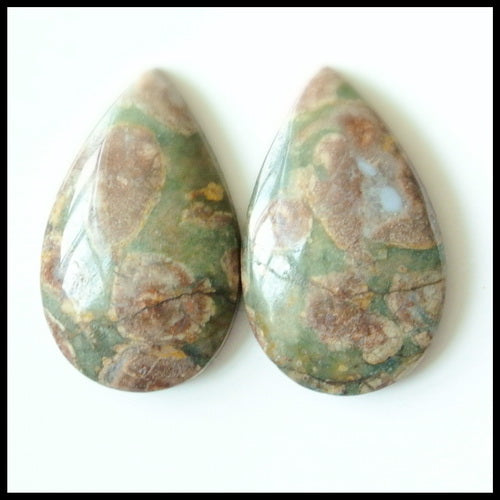 Natural Mushroom Jasper Gemstone Cabochon Pair 25x15x5mm,5.8g - MyGemGarden